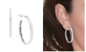 Essentials And Now This Polished "Do All Things With Love" Message C-Hoop Earring in Silver Plate